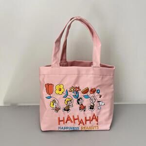 Peanuts Snoopy Satin Embroidery Small Handbag in Pink NEW